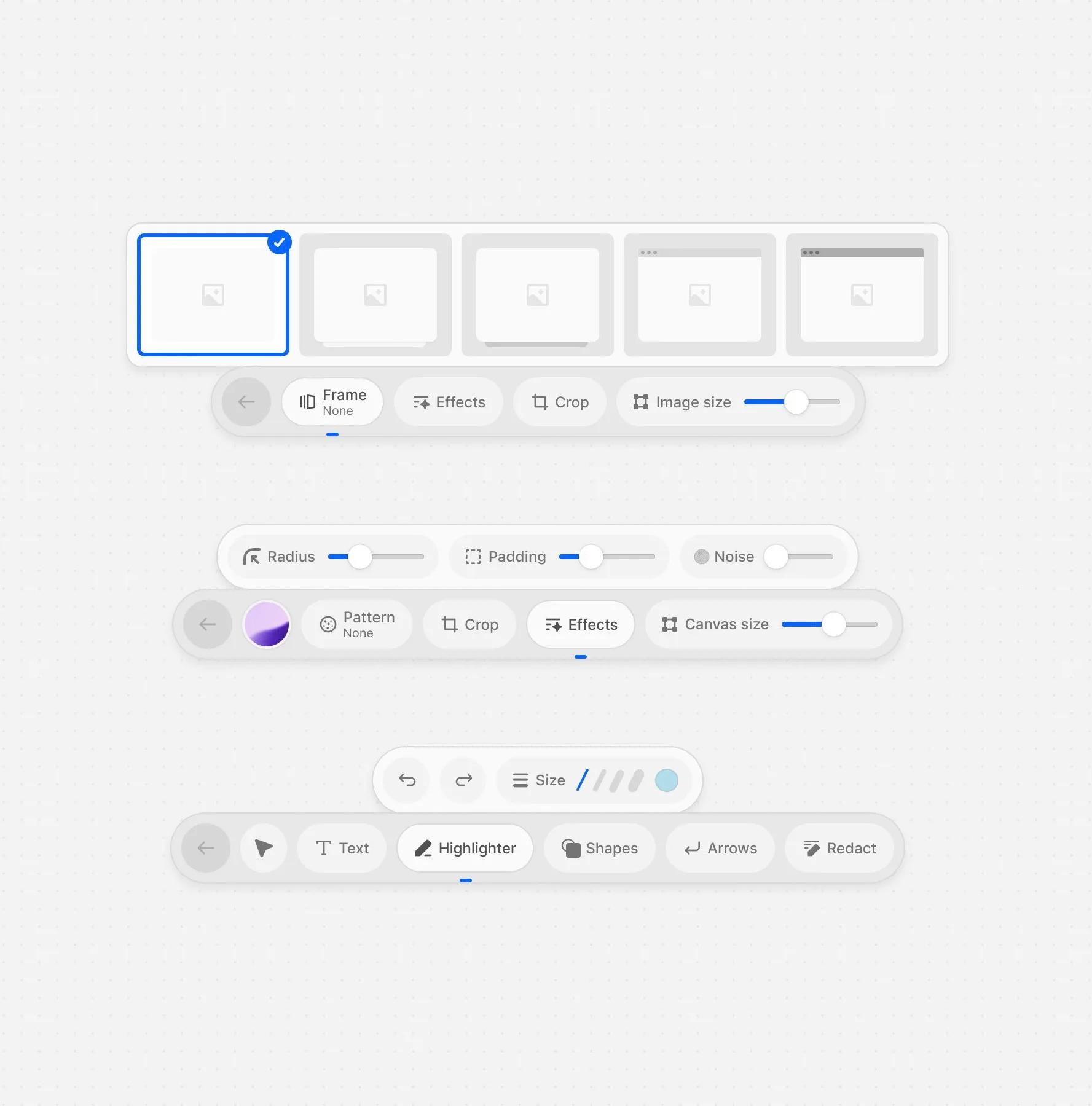 Toolbar Editing UI Elements