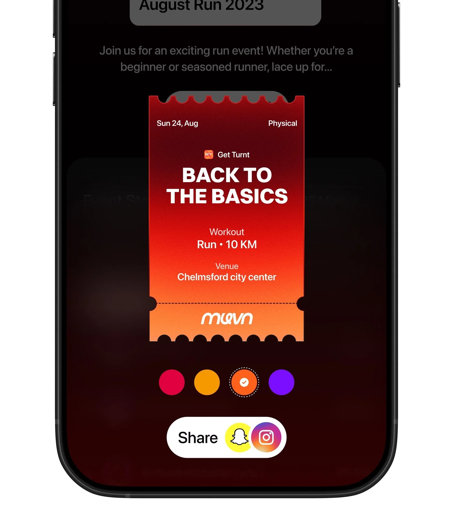 Running Event Ticket – Share UI Design