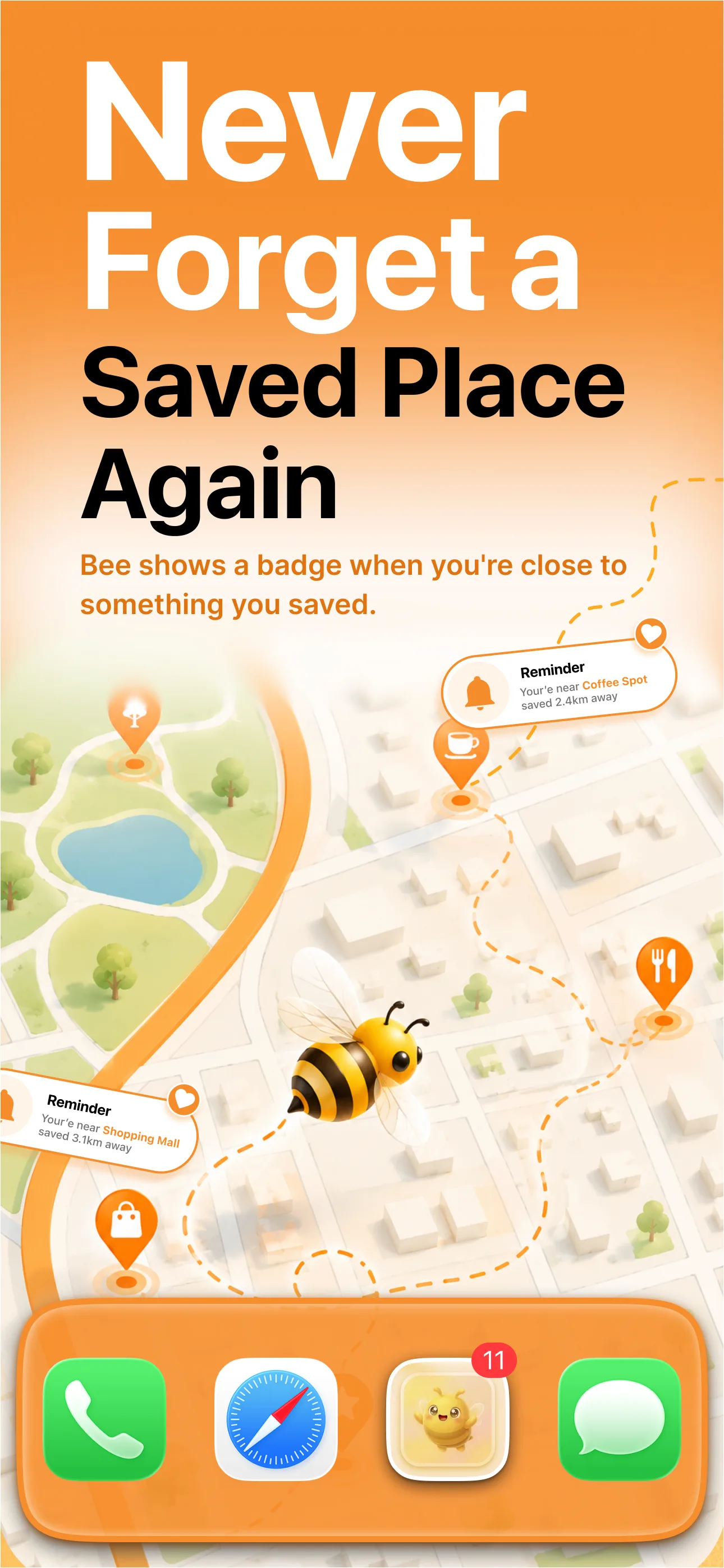 Bee: Nearby Place Reminder App — screenshot 1