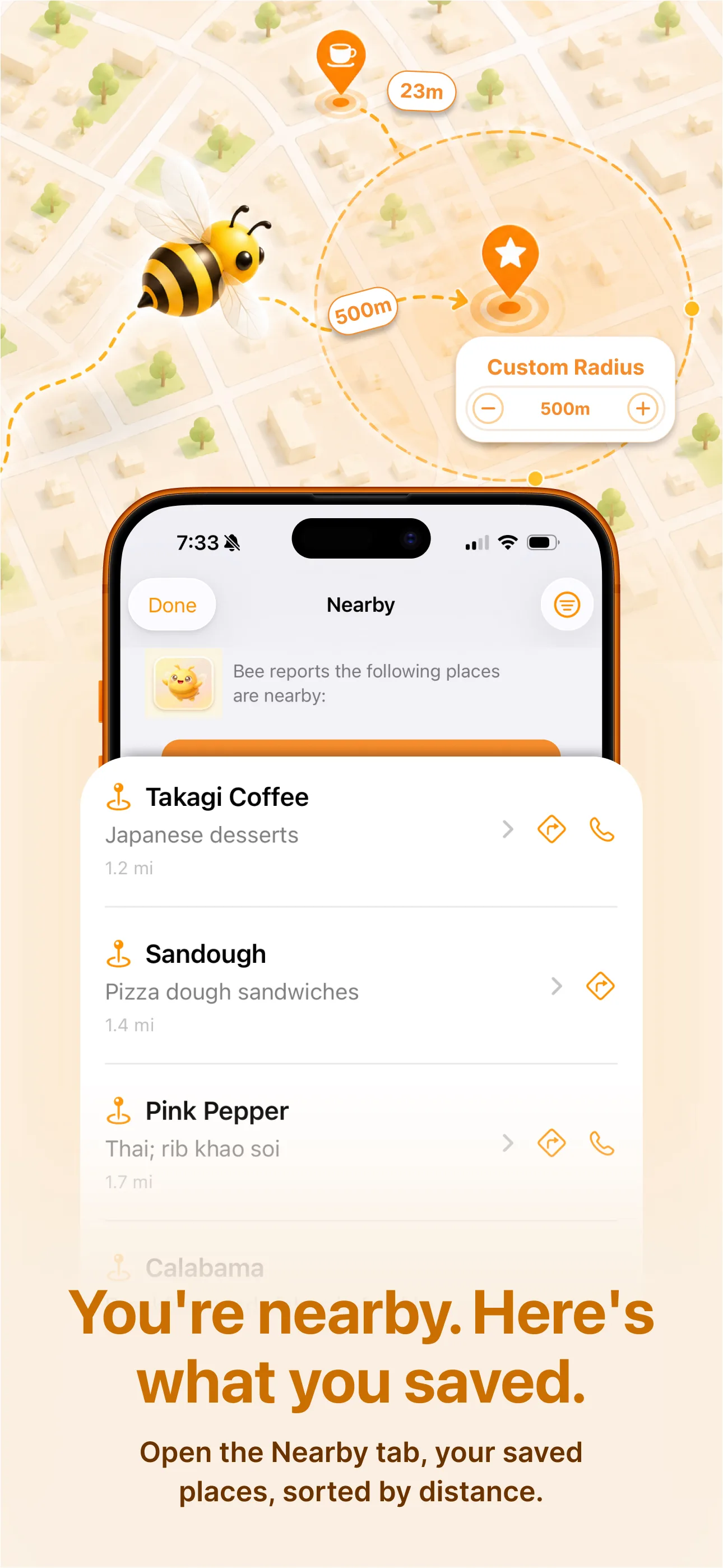 Bee: Nearby Place Reminder App — screenshot 2