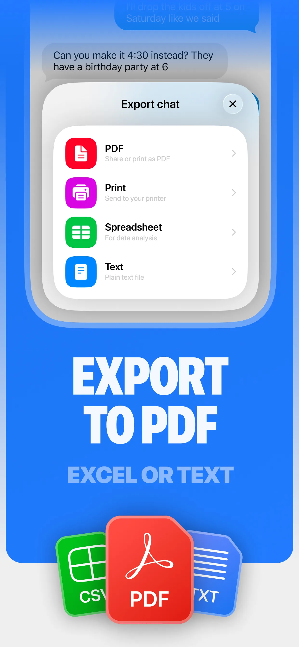TextPort: Text Message Export — screenshot 2
