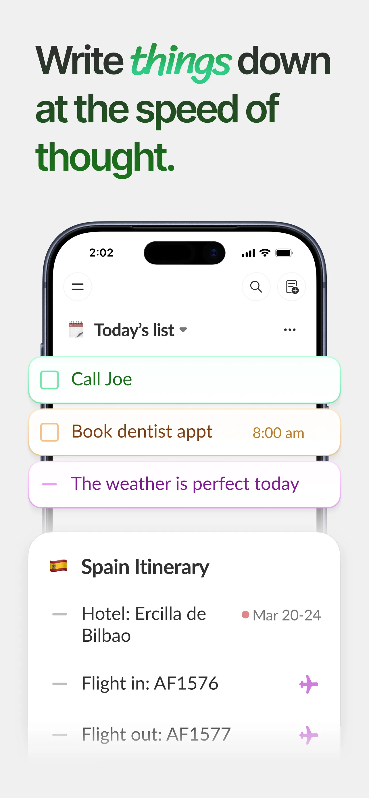 Twos: Quick Notes & Lists — screenshot 1